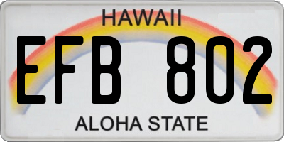 HI license plate EFB802