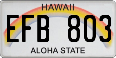 HI license plate EFB803