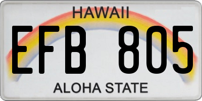 HI license plate EFB805