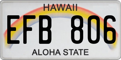 HI license plate EFB806