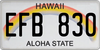 HI license plate EFB830
