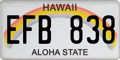 HI license plate EFB838