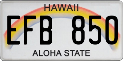 HI license plate EFB850