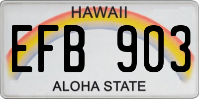 HI license plate EFB903