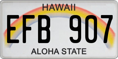 HI license plate EFB907