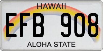 HI license plate EFB908