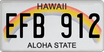 HI license plate EFB912