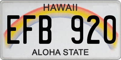 HI license plate EFB920