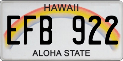 HI license plate EFB922