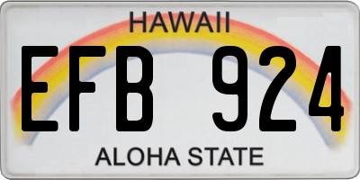 HI license plate EFB924