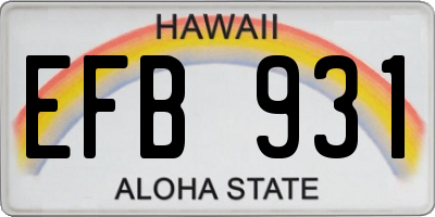 HI license plate EFB931