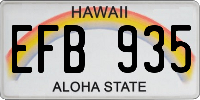 HI license plate EFB935