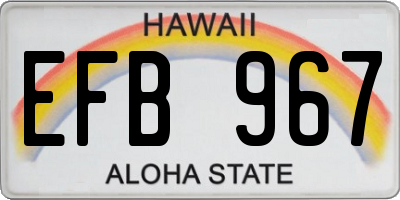HI license plate EFB967