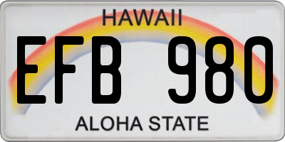 HI license plate EFB980