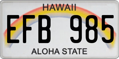 HI license plate EFB985