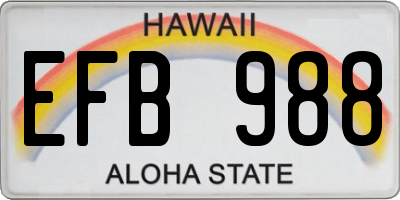HI license plate EFB988