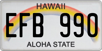 HI license plate EFB990
