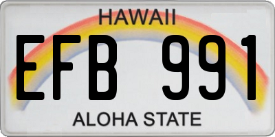 HI license plate EFB991