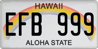 HI license plate EFB999