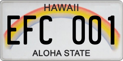 HI license plate EFC001