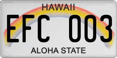 HI license plate EFC003