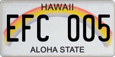 HI license plate EFC005