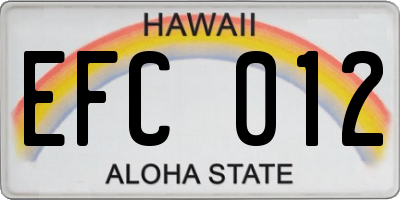HI license plate EFC012