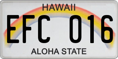 HI license plate EFC016