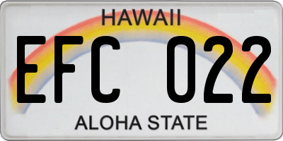 HI license plate EFC022