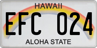 HI license plate EFC024
