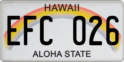 HI license plate EFC026