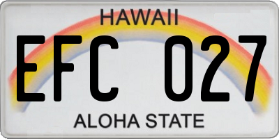 HI license plate EFC027