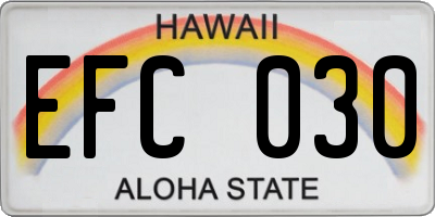 HI license plate EFC030