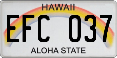 HI license plate EFC037