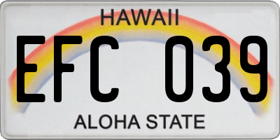HI license plate EFC039