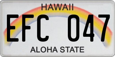 HI license plate EFC047
