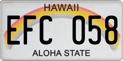 HI license plate EFC058