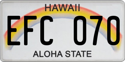 HI license plate EFC070