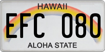 HI license plate EFC080