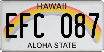 HI license plate EFC087