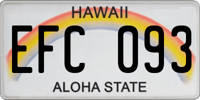 HI license plate EFC093