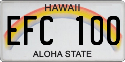 HI license plate EFC100