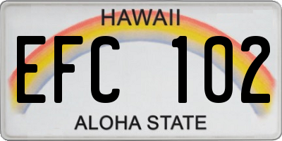 HI license plate EFC102
