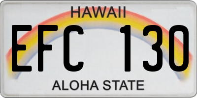 HI license plate EFC130