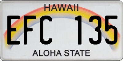 HI license plate EFC135