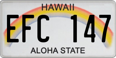 HI license plate EFC147