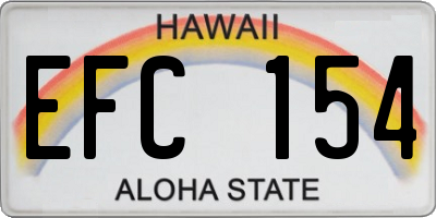 HI license plate EFC154