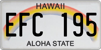 HI license plate EFC195