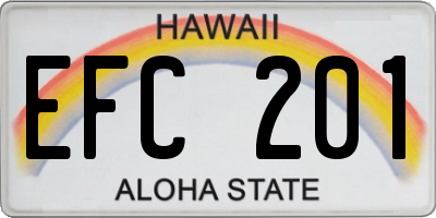 HI license plate EFC201