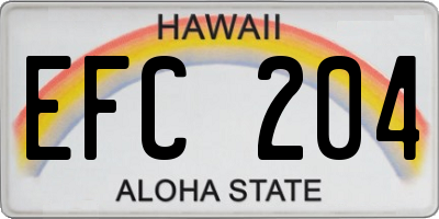 HI license plate EFC204
